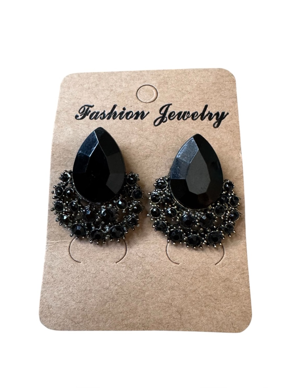 Fashion Jewelry Black Teardrop Stud Earrings